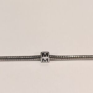 Silver‎ M Spacer Charm for Pandora Style Bracelet